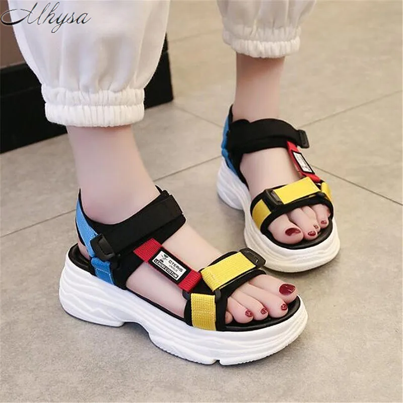

Mhysa 2019 New Summer Women's Sandals Wedges Casual Shoes Herringbone Open Toe Platform Gladiator Sandals Women's Shoes M48