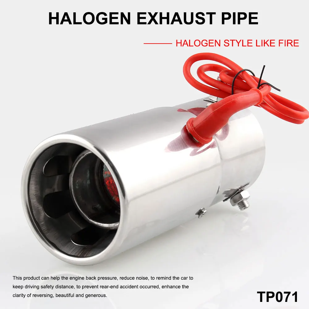 1pc Universal 70mm Car Elliptical Bend Straight Spitfire Flaming Halogen Red Light Exhaust Pipe Muffler Tip Tp072 Tp071 Mufflers Aliexpress