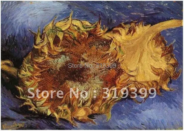 

Museum quality Vincent Van Gogh Oil Painting reproduction on linen canvas,Two Cut Sunflowers , 100% handmade,Free DHL Shipping