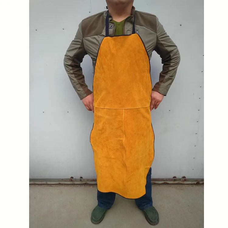 CCGK Welding Apron Cow Suede Welders Leather Safety Bib Apron Labor Working Protective Clothing Heat Resistant  Fire-resistant (5)