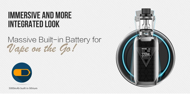 Оригинальный vaporesso Мститель Go комплект Box mod VAPE 220 Вт с 5000 мАч Батарея nrg бак 5 мл