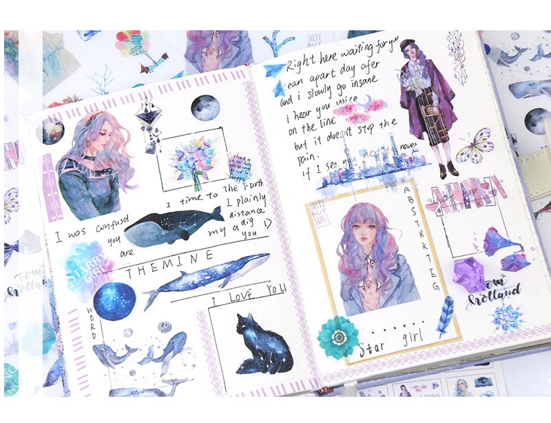 Girl Cartoon Stickers Anime Cute Kawaii Sticker Mobile Phone Book Gift DIY Ablum Diary Scrapbooking decoration label Stickers