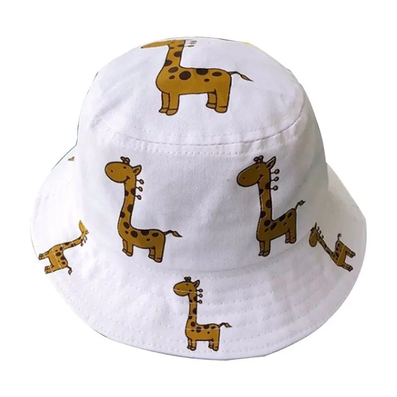 Шляпа рыбака с широкими полями для малышей, милая пляжная шляпа с принтом жирафа из мультфильма, летняя кепка в стиле хип-хоп