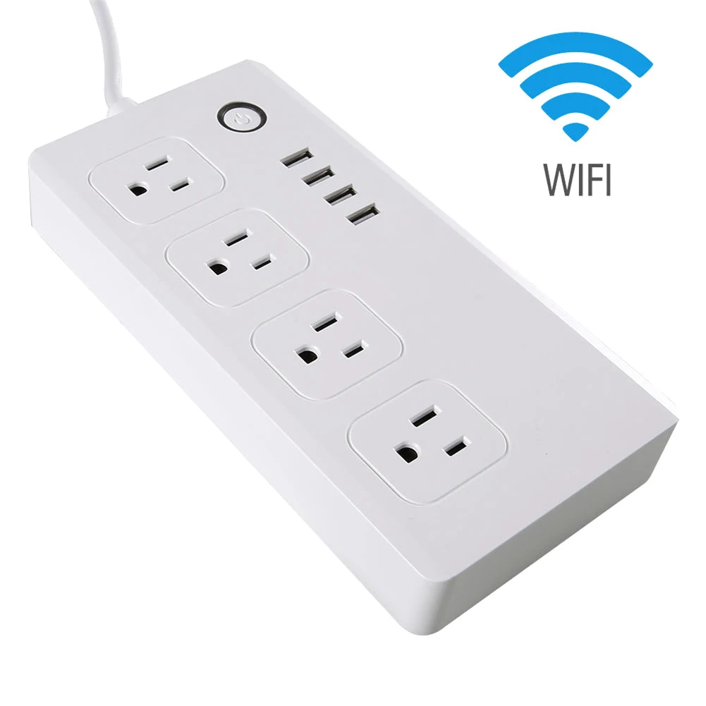 Цена WiFi Smart Мощность розеток телефон Зарядное устройство для Alexa мульти разъем таймер коммутатор 4 USB Зарядное устройство Дистанционное управлен...