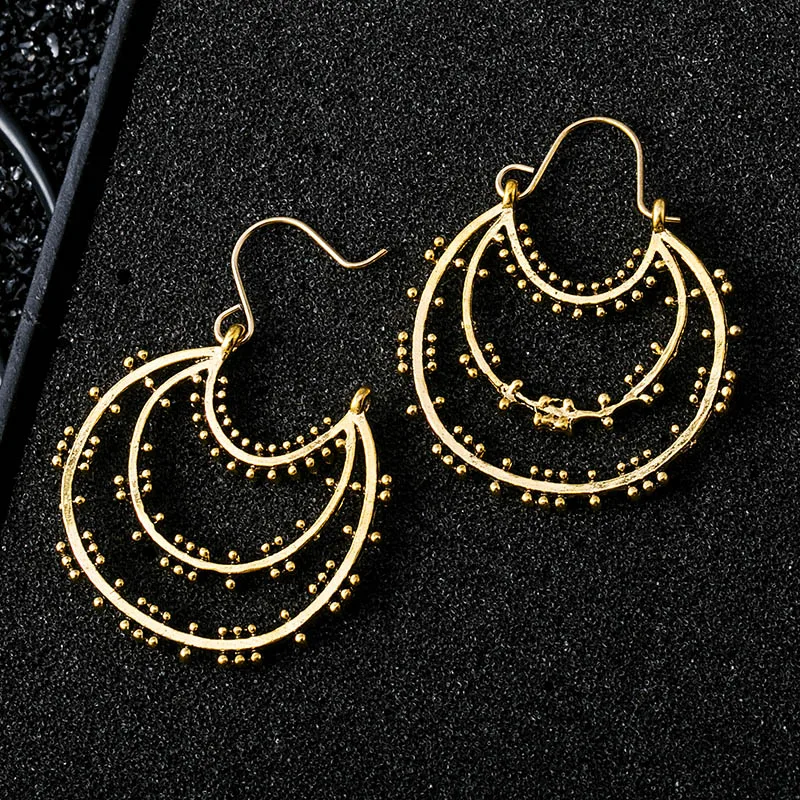 

Indian Tribal Brass Earring Dangle Drop Earring Flower Ornate Swirl Gypsy Earring For Women Boho Vintage Earring EAR00C000B04B