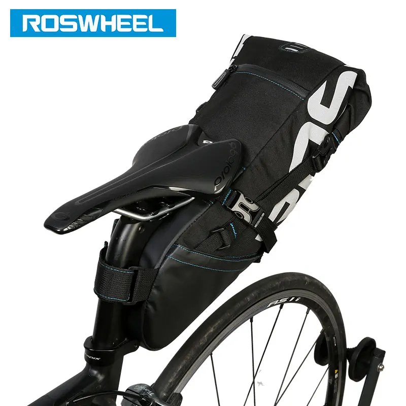 ROSWHEEL, велосипедная сумка для хвоста, закрывающая крышку, объем, выдвижная, 8L10L, подседельный штырь, сумка для хранения, MTB, дорожный велосипед, сумка, 131414