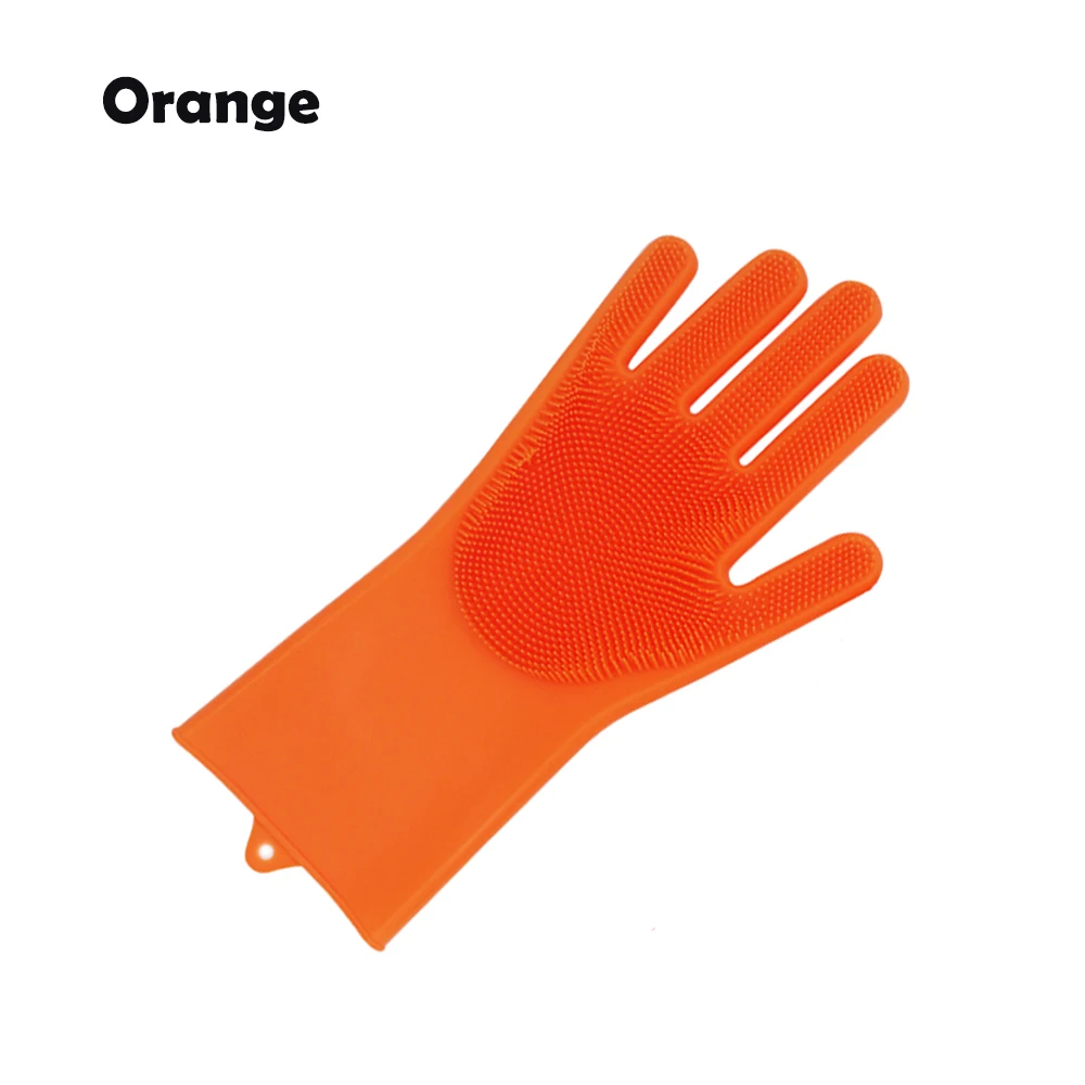 right orange 1 шт./пара силиконовая Чистящая Перчатки Magic силиконовые перчатки для мытья посуды для Кухня хозяйственные перчатки для мытья посуды скруббер Резина - Цвет: right orange