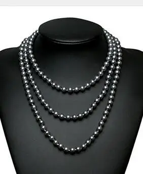 

A Amader Elegant Shell Pearl Necklaces Handmade necklace women classic layer necklace in black 6mm long chain Jewelry