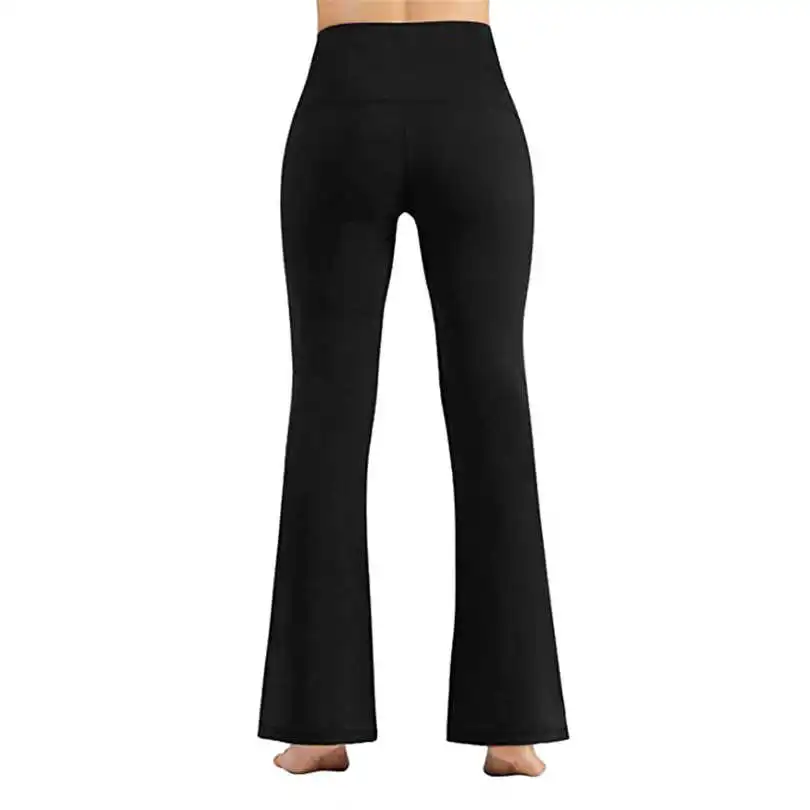  New Fashion Women's Summer Casual Daily Yoga Pants High Waisted Tummy Control Workout Leggings Straight Long Solid  Pants #4F04 (4)