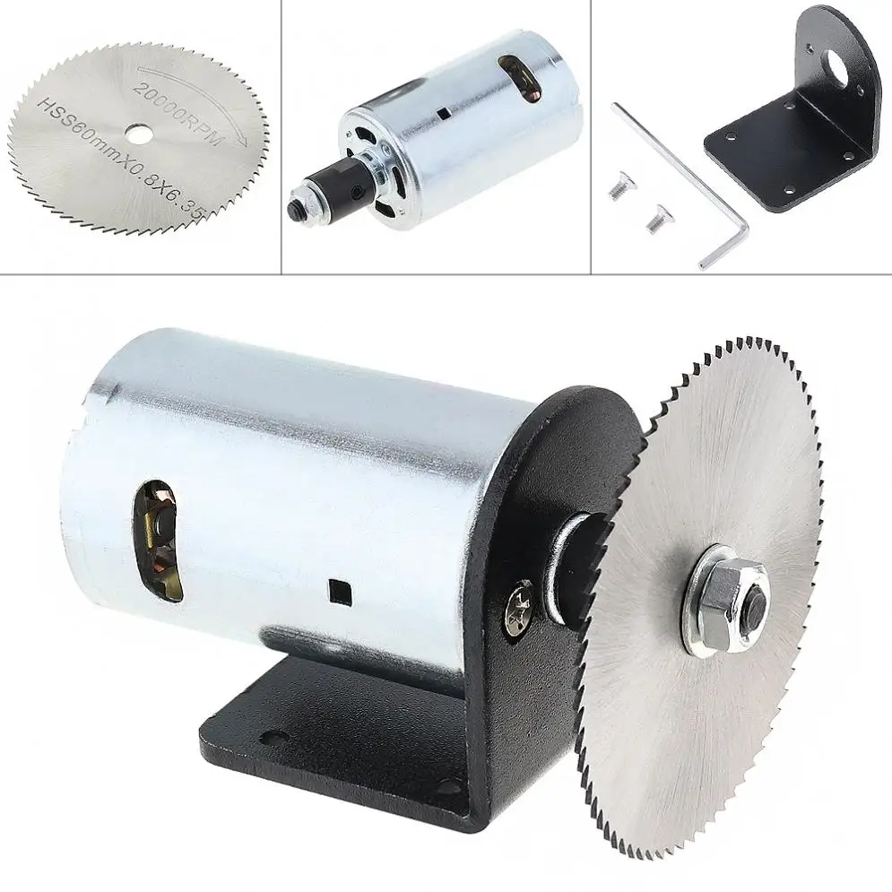 Kit de Serra de Mesa do Motor com Suporte de Montagem do Rolamento de Esferas e 60mm Viu a Lâmina para o Corte Rolamento de Esferas e 60mm – Polimento 24 v 555 do