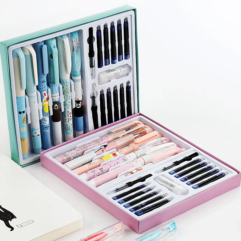 Children Student Correct Posture Cartoon Fountain Pen Set Include Erasing Ink Cartridges Converters The Best Christmas Gift | Канцтовары