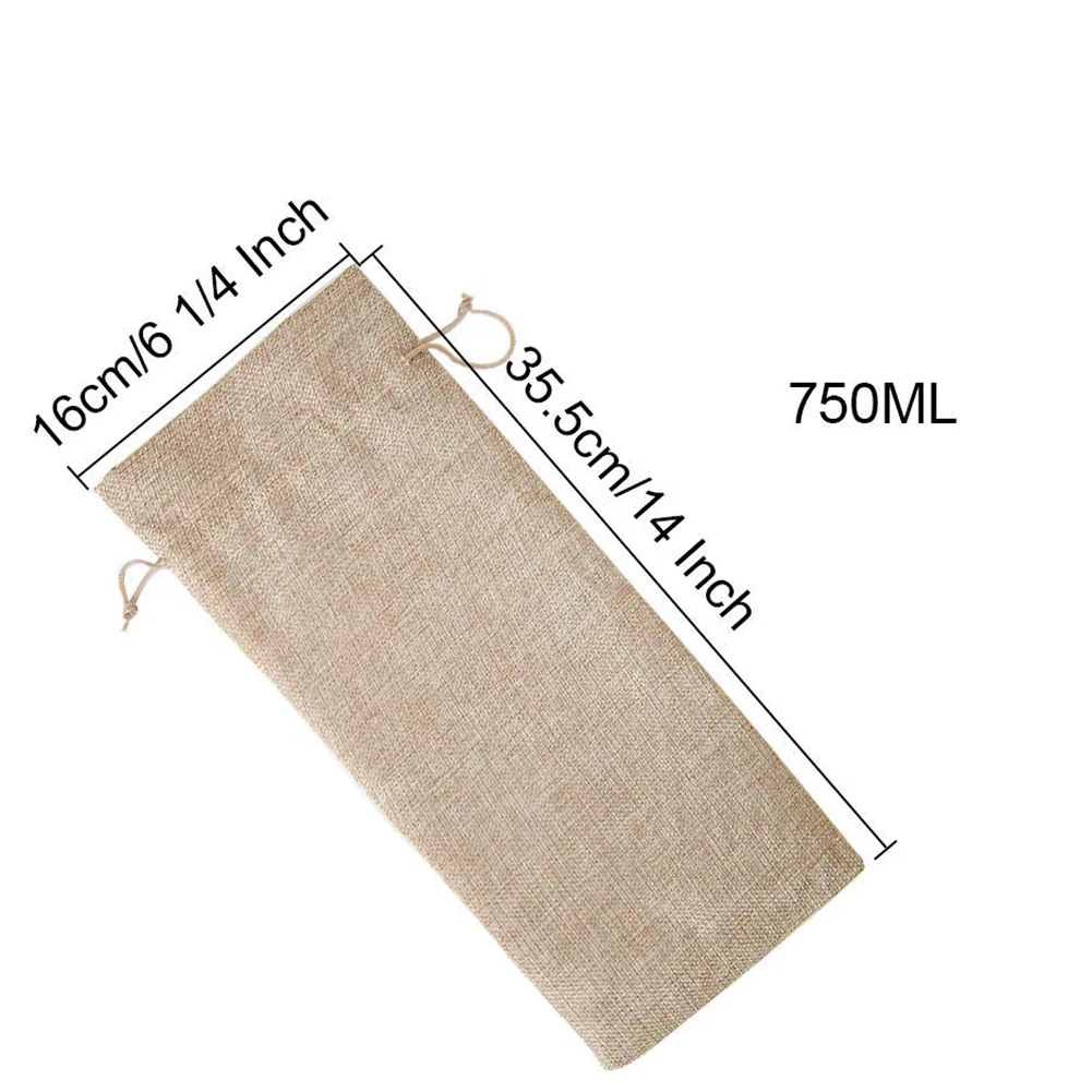 Hot-10pcs джутовые мешки для вина, 14x6 1/4 дюймов Hessian подарочные пакеты для винных бутылок с Кулиской