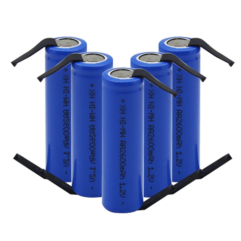 1,2 V AA Аккумуляторная батарея 2600mah 2A Ni-MH nimh ячейка синяя оболочка с вкладками штырьки для Электробритва Philips Braun зубная щетка