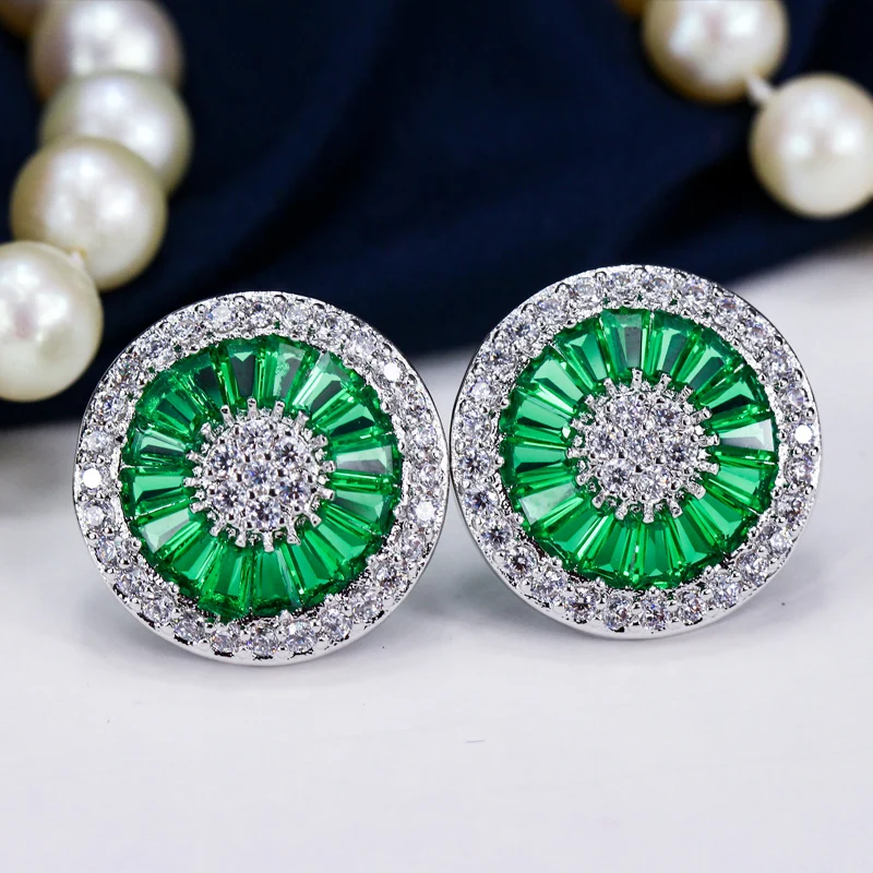 ThreeGraces Vintage Big Water Drop Green Crystal Stone Long Earrings Flower Cubic Zirconia Women Wedding Hanging Earring ER047 - Image 6