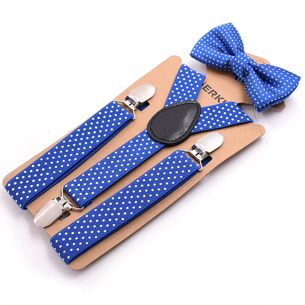 Новые детские подтяжки, модные детские подтяжки с галстуком, экологичные подтяжки с застежками, Детские подтяжки с эластичным ремешком 2,5*65 см - Цвет: blue
