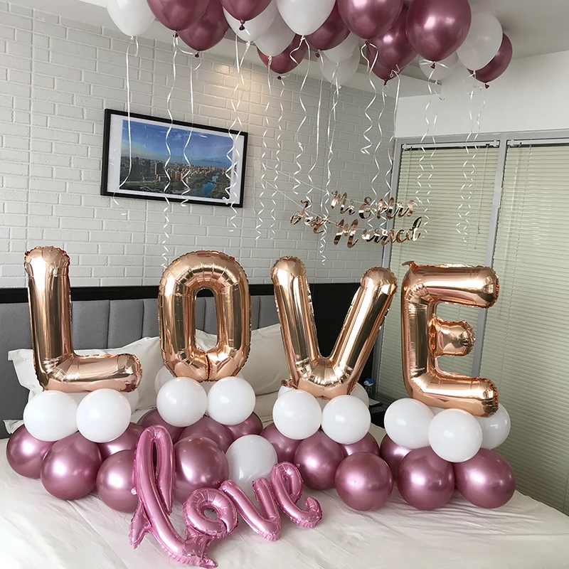

30inch rose gold red LOVE Letter Balloons Aluminum Film Foil Balloon for Weddings Arrangement Party Events Decoration