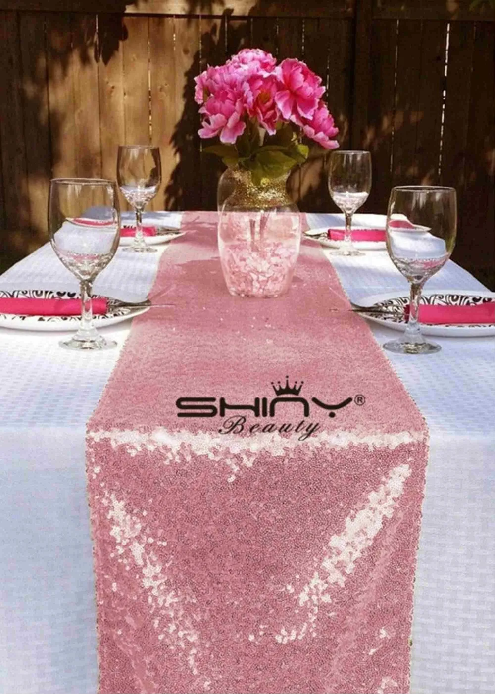 Wholesale Fushia Pink Sequin Table Runner 14x108inch (35cm*270cm)for