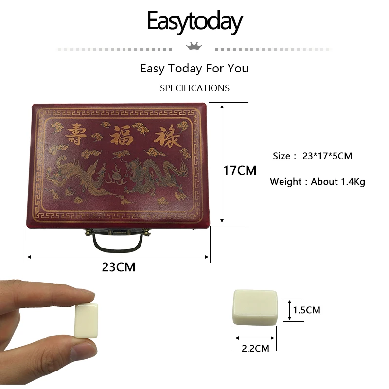 Easytoday китайская традиция маджонг игры набор портативный винтажная коробка для