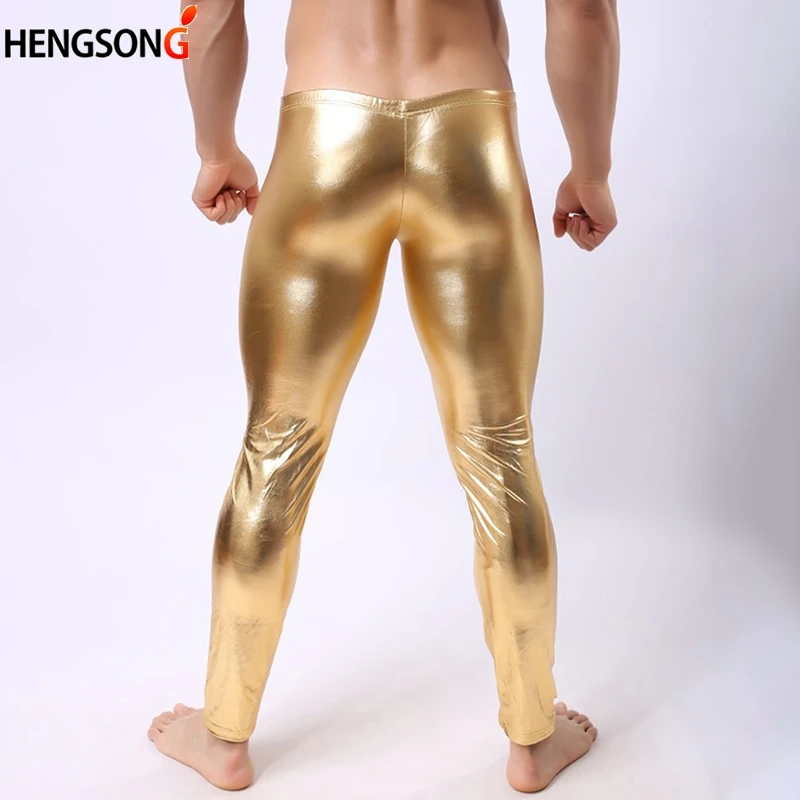 Hengsong, модные мужские Штаны для выступлений, тонкие карандаши, черные, искусственная кожа, мужские сексуальные леггинсы, 715341
