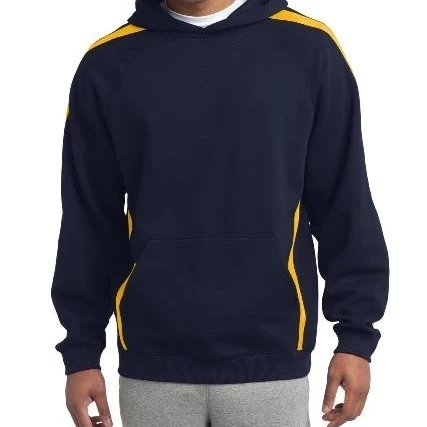 Sport-Tek ST265 Mens Sleeve Stripe Pullover Hooded Sweatshirt True Navy & Gold - Small (1)