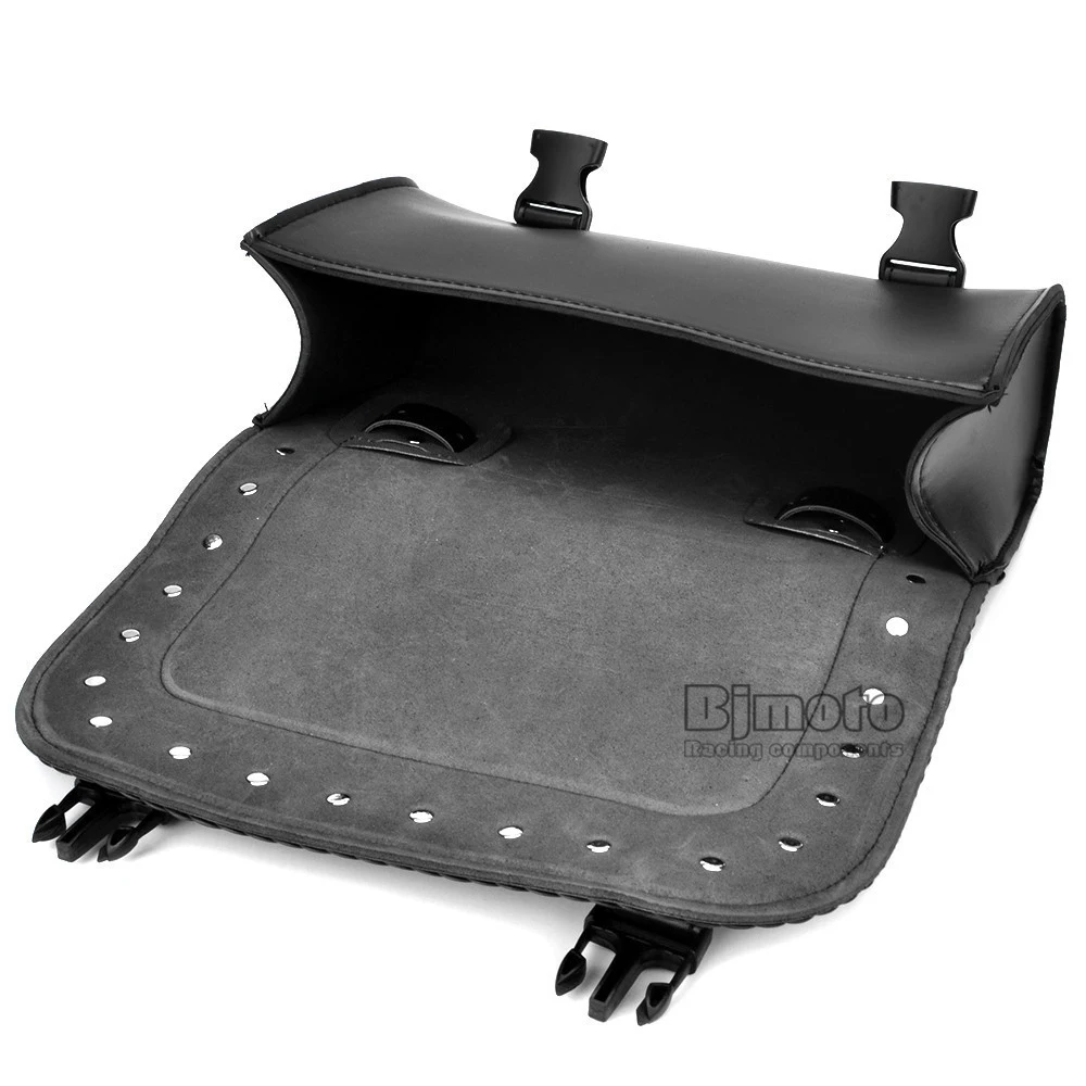 Black Motorcycle Saddlebag Bag PU Leather Luggage Saddle Bags For Harley Sportster Pannier Side Saddle Bag (4)