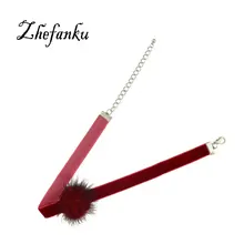 6 Colors Velvet Ribbon Pompon Fur Ball Wide Choker Necklace For Women Jewelry Accessories Gothic Punk Collar Maxi Femme Bijoux