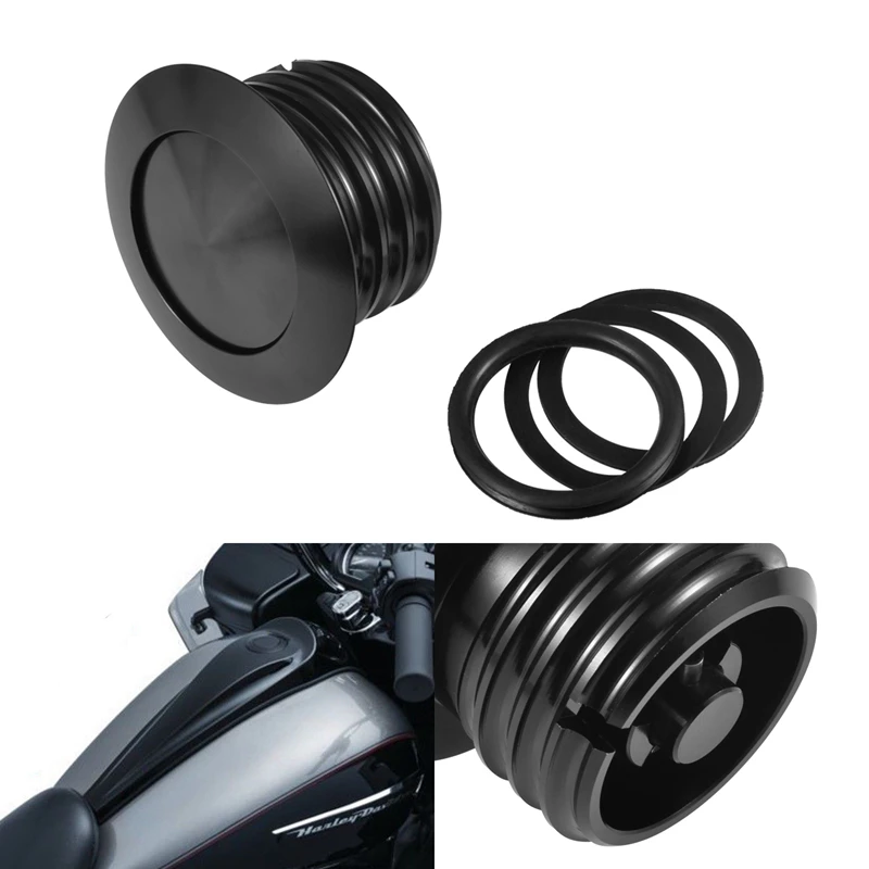 Black Pop up Gas Cap for Harley Flush Gas Reservoir Cap Vented Fuel