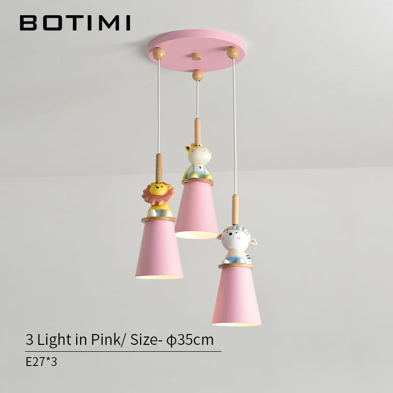 BOTIMI Grils' светодиодный подвесной светильник для спальни детей мультфильм розовый подвесной светильник Теплый и милый подвесной Детский Светильник - Цвет корпуса: 3 Light in Pink