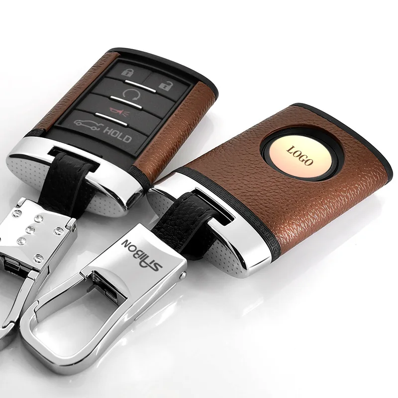 

Top Layer Leather+ABS key Cover key shell CAR key case key Cover For Cadillac CTS XTS ATS XLS SRX Keychain Accessories