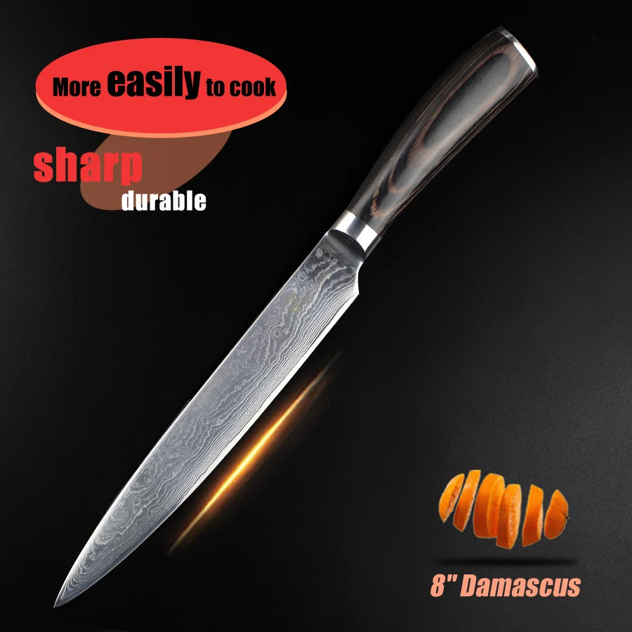 HAOYE 8" inch cleaver knife Damascus kitchen Knives Japanese Sashimi