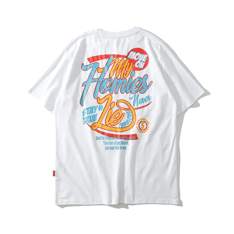 Мужская футболка с надписью Dark Icon Stay True, лето, футболка в стиле хип-хоп с буквенным принтом, хлопковая футболка с коротким рукавом, уличная одежда - Цвет: white tshirt