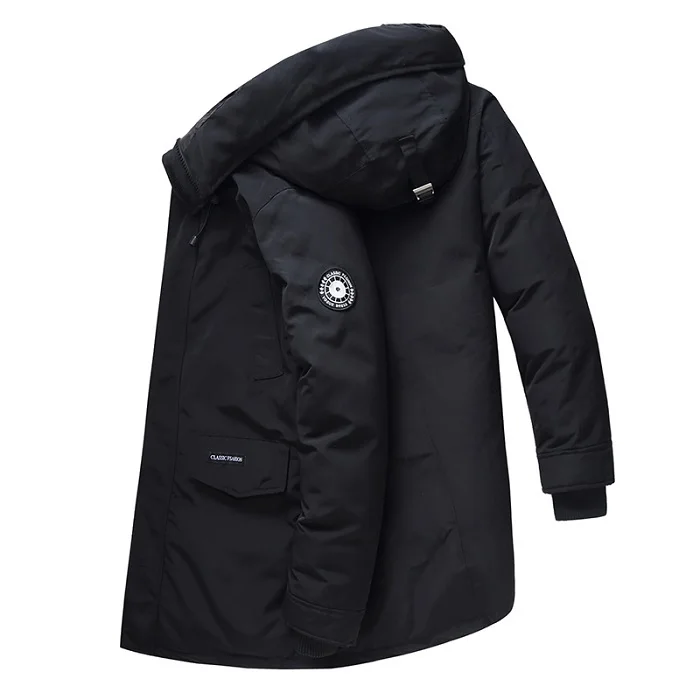 Новинка, длинное зимнее пальто для мужчин, толстые теплые зимние куртки, повседневная мужская парка с капюшоном, верхняя одежда, хлопковая стеганая куртка, Размер 6XL 7XL 8XL - Цвет: Black 1