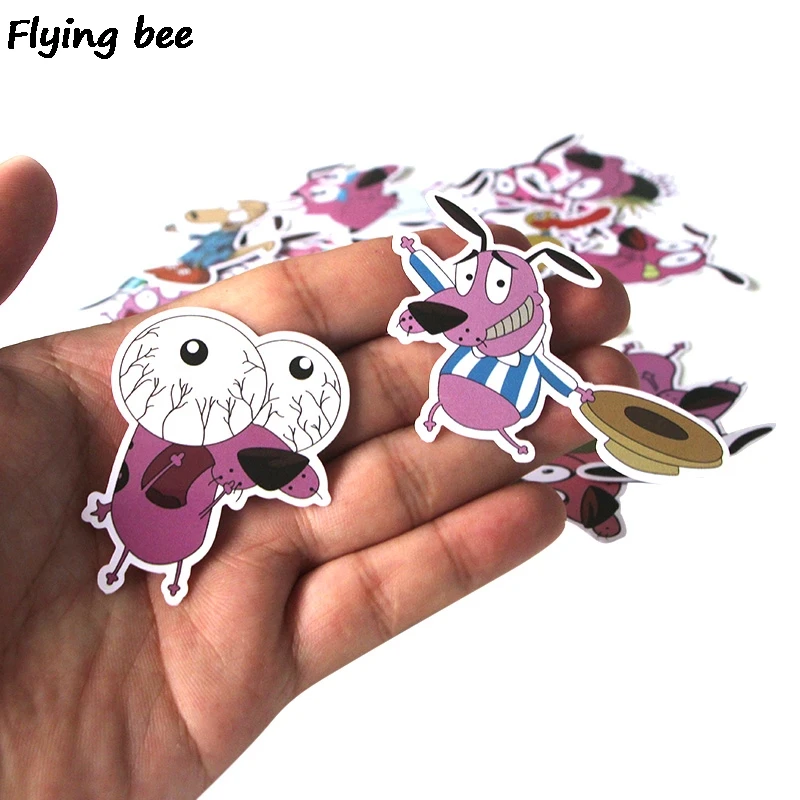 Flyingbee, 38 шт., смелость, трусливая собака, ПВХ, наклейка s, Скрапбукинг для телефона, багажа, ноутбука, велосипеда, гитарная наклейка, наклейка X0283