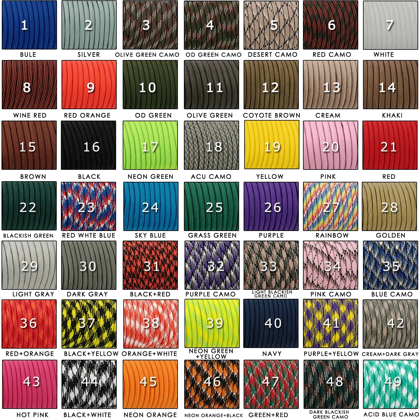 YOUGLE 550 Paracord  Paracord Parachute Cord Lanyard Rope Tent Guyline Mil Spec Type III 7 Strand Core 50-100 FT 215 Colors 2