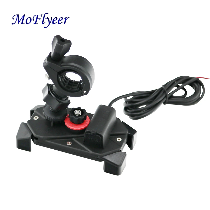

MoFlyeer Motorcycle Multi-function Handleba Telescopic Phone Holder With USB Charger Charging For Cellphone Bracket