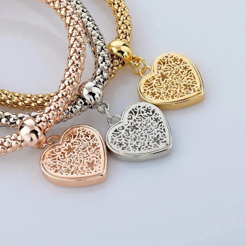 LongWay этнические очаровательные браслеты с сердечками для женщин золотого цвета, браслеты на цепочке с кристаллами и браслеты с подвесками SBR150160