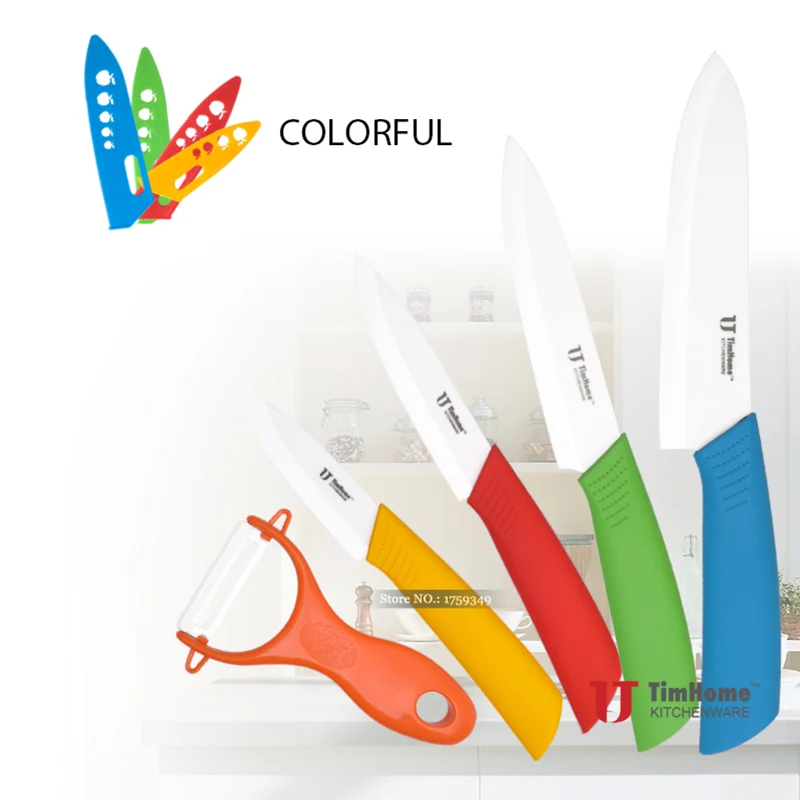 Горячие Продажи Циркония Timhome " 4" " 6" Керамических ножей нож с крышками Кухонный Нож - Цвет: White Blade