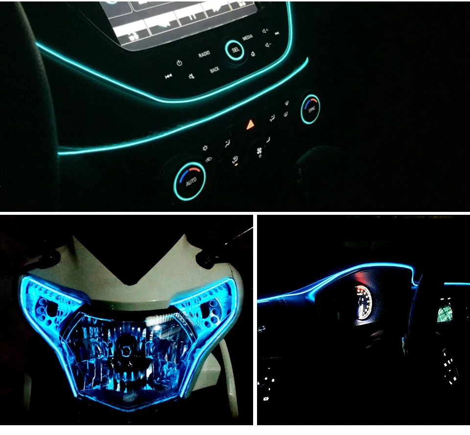 Aceersun светодиодный светильник с холодным светом, Автомобильный декоративный светильник, светильник для окружающей среды, авто задний светильник, флуоресцентный, 5 В, белый контроллер, 1 м, 2 м, 3 м, 4 м, 5 м