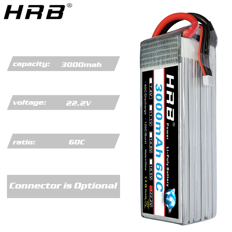 Аккумулятор HRB Lipo 6S 22 2 V 3000mAh T Deans XT60 XT90 EC5 TRX 60C для гексакоптера Heli Airplanes Monster Cars Truck