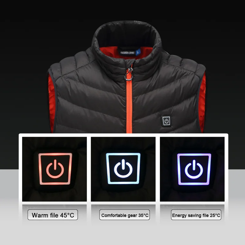 Baratos 2018 nuevo hombre mujer USB carga chaleco eléctrico calentador chaqueta abrigo ropa esquí invierno almohadilla de calor cuerpo abrigo más cálido
