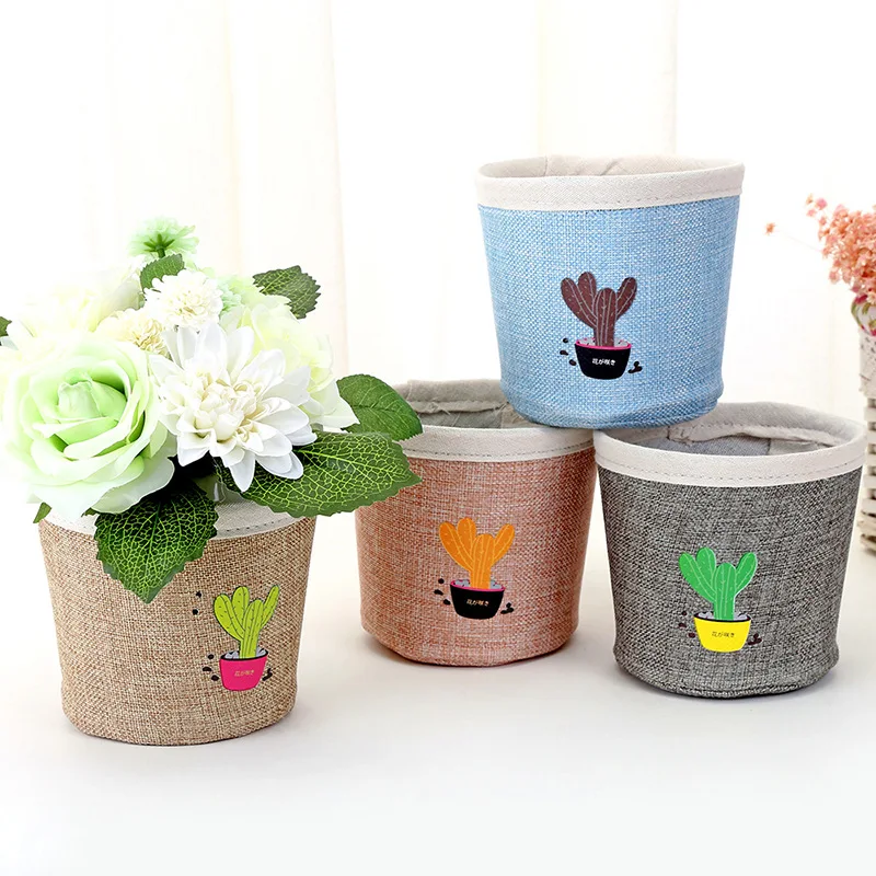 Desk Fabric Sundries Storage Basket Toy Comstic Organizer Box Canvas Flower Pot Dried Flowers Decorative Baskets for Plants | Дом и сад