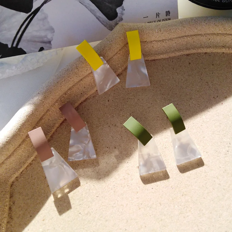 

Trendy Square Drop Geometric Earrings Candy Color Alloy Triangle Resin Earring Green Black Earings Fashion Jewelry 2018 Women
