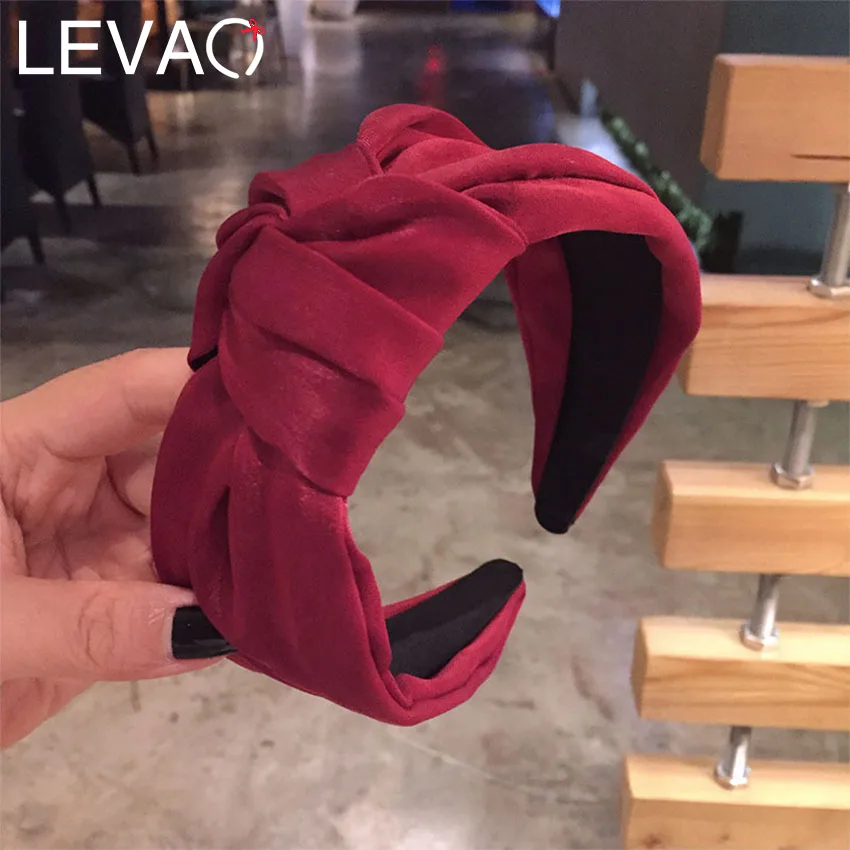 

Levao Satin 4 CM Wide Headband for Women Hair Accessories Solid Color Knotted Hairband Hair Hoop Women Hair Bands Bezel Headwear