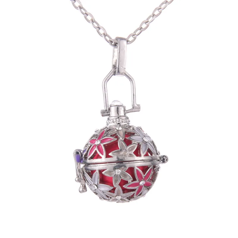 Rhinestone Mexico Ball Aromatherapy Jewelry Essential Oil Diffuser Necklace Pregnancy Lockets Pendant Necklace Pregnancy Balls - Окраска металла: N2325