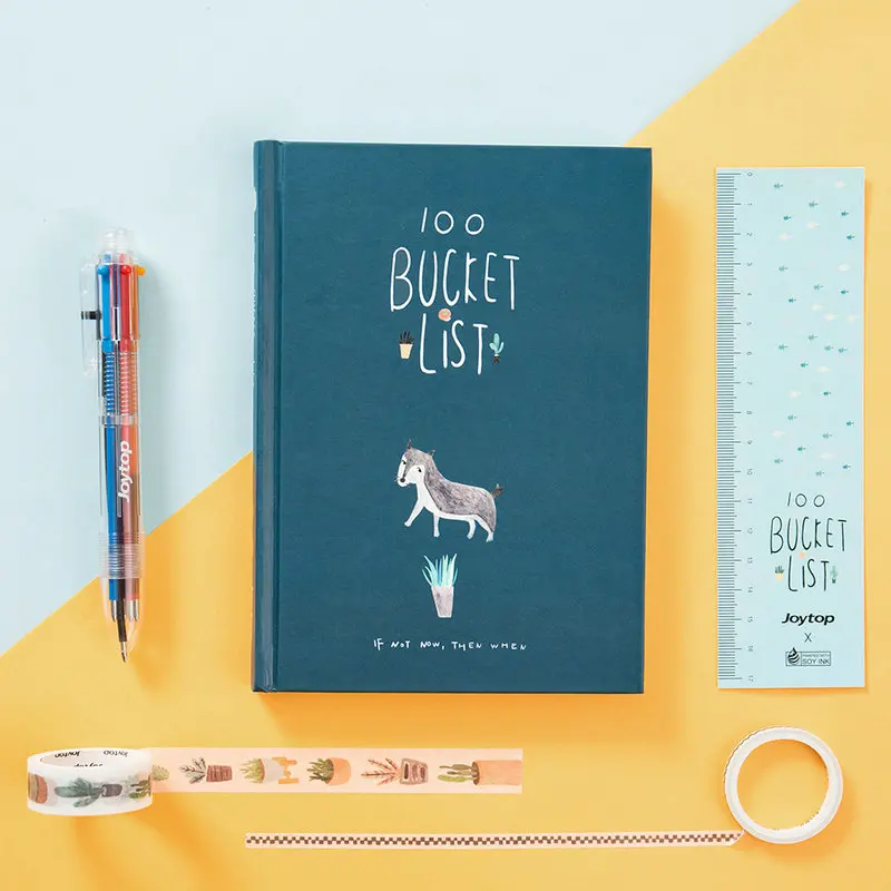 

New Cute Notebook 100 Wish Bucket List Book Planner Gift Colorful Boxed Daily Weekly Planner Agenda 2018 Creatives Defter HJW002