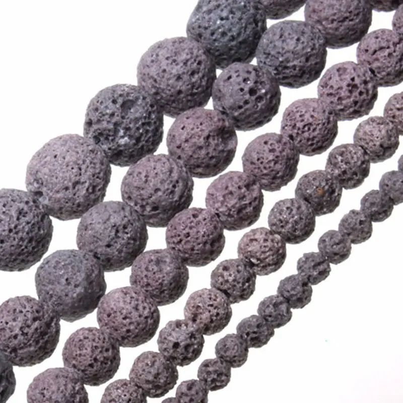 6-16mm Natural Round Light Purple Lava Rock Stone Beads For Jewelry Making Bracelets 15'' Needlework DIY Trinket | Украшения и
