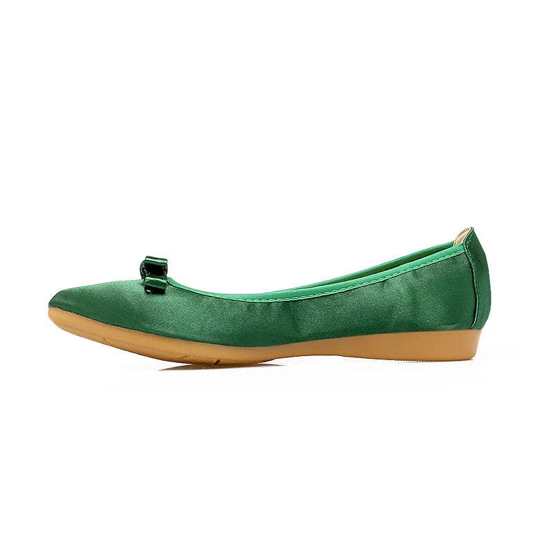 2019 Spitz Frühling Frauen Schuhe Seide Bogen Slip Auf Müßiggänger Korean Stil Flache Damen Schuhe Faltbare Ballett Frauen Flache WSH2543