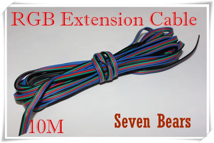 

10M 4 pins 4Pin RGB Extension Cable Connector 22AWG RGB+Black Wire Cord For 5050/3528 RGB LED Strip/Light/Module etc.