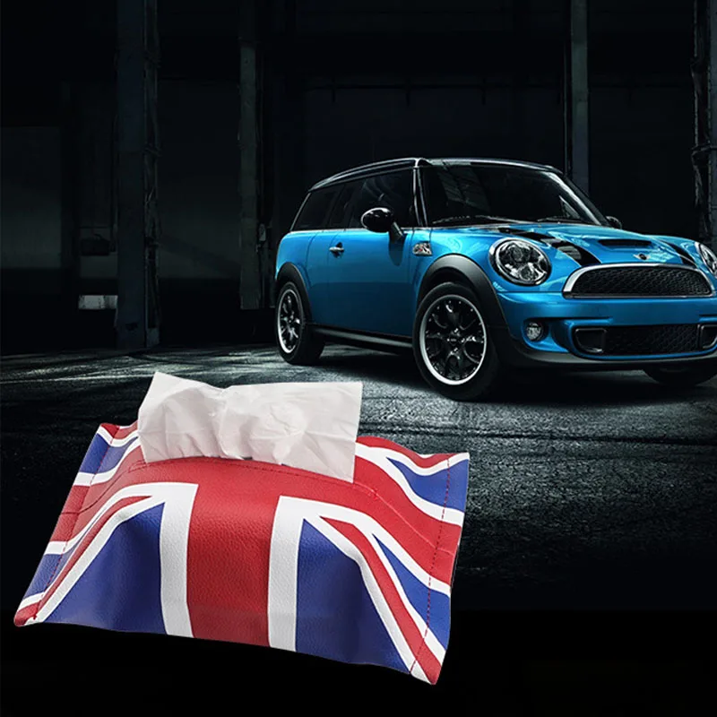 Автомобильный Стайлинг для MINI Cooper, с клетчатым узором, красные автомобильные подушки с принтом флага Великобритании "Юнион с мультяшным героем «Джеком» Сумочка для салфеток для мини F54 F55 F56 F60 R55 R56 F56 R60 и т. д