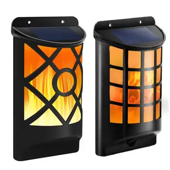 

Solar Flame Lights Outdoor, 1 Pack 66LED Flickering Flame Wall Lights with Motion Sensor Auto On/Off Night Lights Lattice Design
